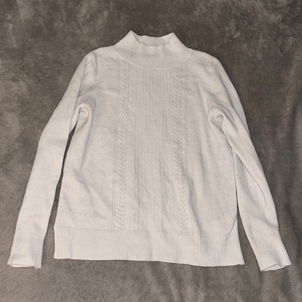 white mock neck sweater